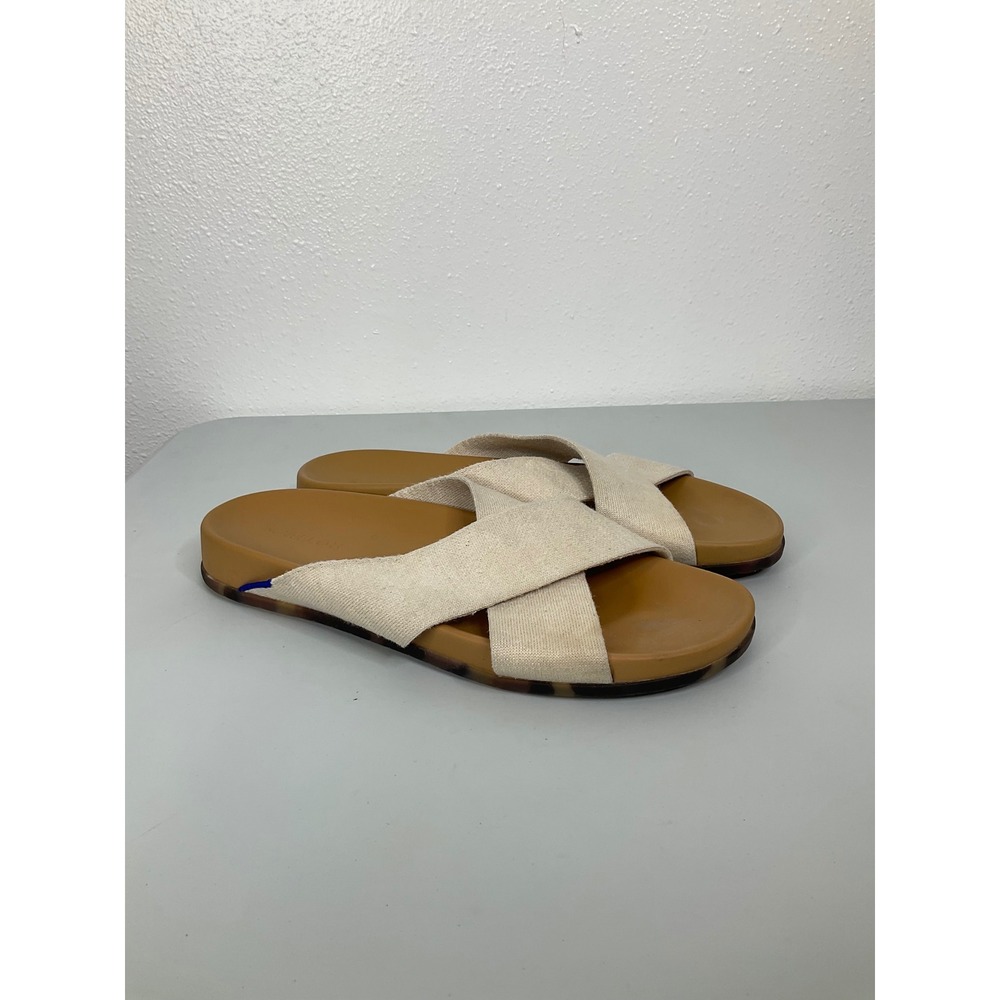Rothys The Weekend Slide Sandals Oatmeal Tan Tortoise Shell Sole Womens 11